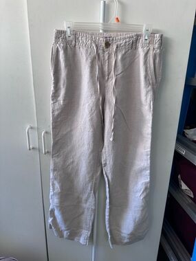 Liz Claireborne Casual Linen-Blend Drawstring Pants in Light Beige